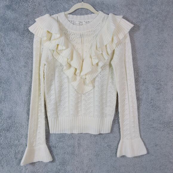 Tularosa Manny Ivory Ruffle Wool Blend Sweater XS - Picture 1 of 9